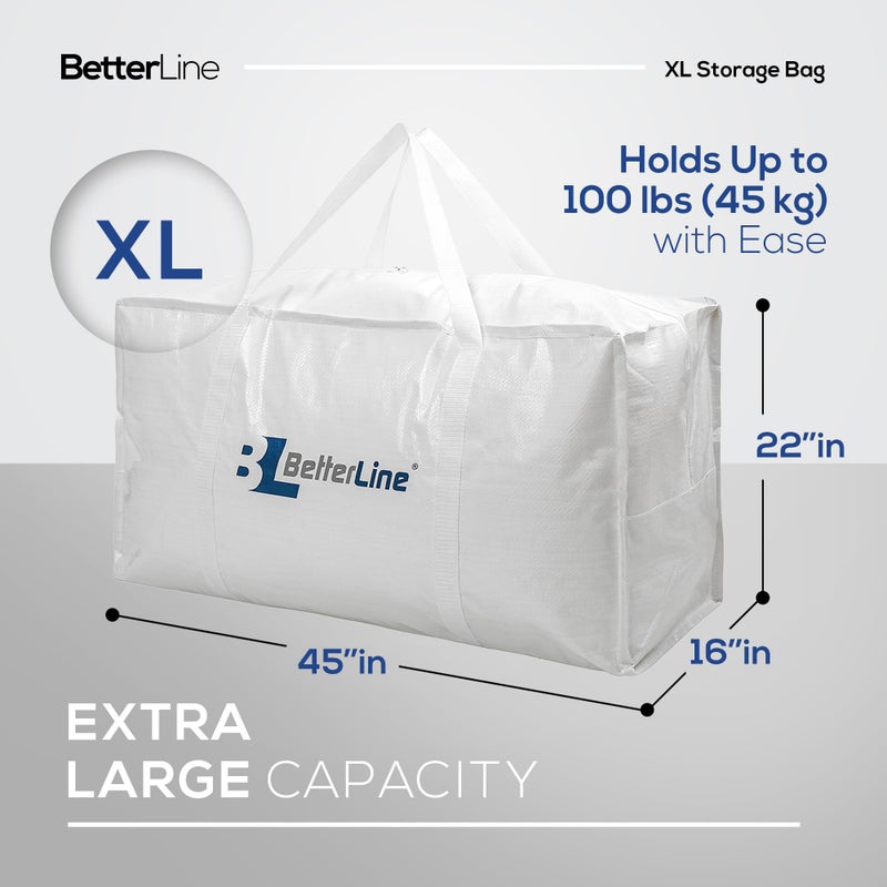 BETTERLINE Extra Large Storage Bag - Heavy Duty 45x22x16 Inches Huge Tote Duffel with Max Load of 100 lbs. (45kg) - Tear-resistant & Water-resistant Polypropylene Woven Cloth, With Zippers - Image 5